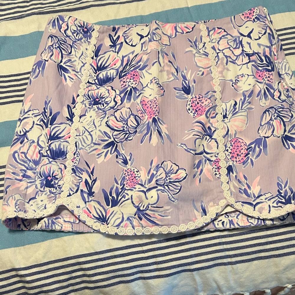 Lilly Pulitzer Pink and Blue Floral Mini Skirt